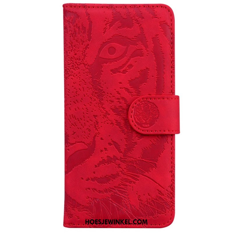 Leren Hoesje iPhone 16 Pro Max Tijgervoetafdruk