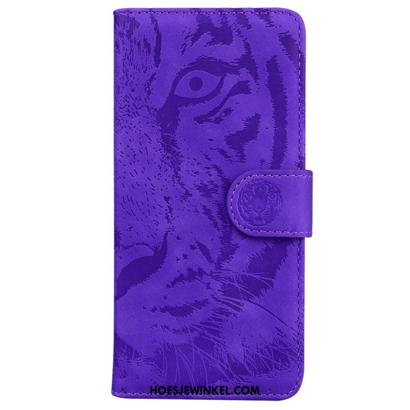 Leren Hoesje iPhone 16 Pro Max Tijgervoetafdruk