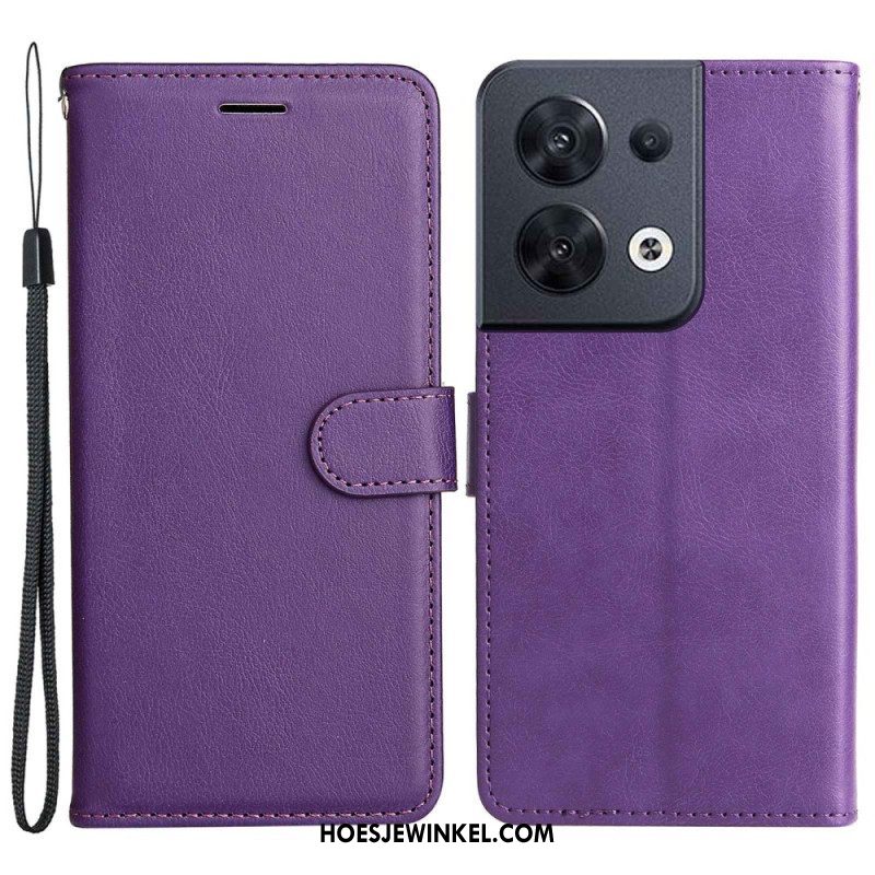 Leren Hoesje voor Oppo Reno 8 Met Ketting Effen Met Bandje