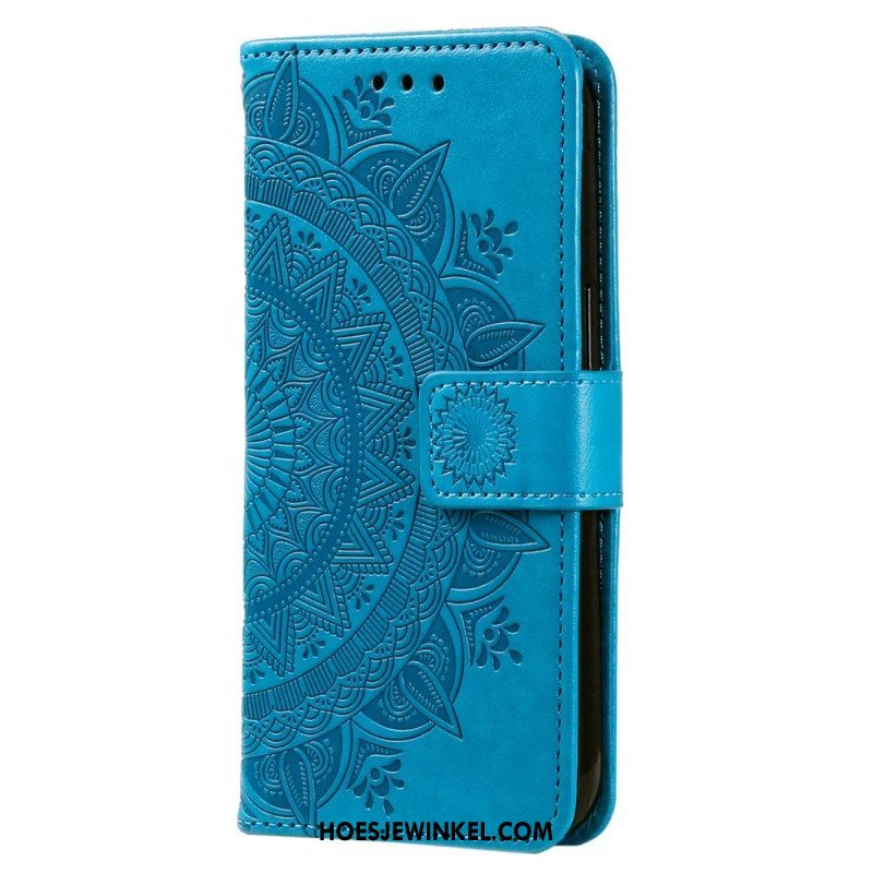 Leren Hoesje voor Oppo Reno 8 Met Ketting Strappy Zon Mandala