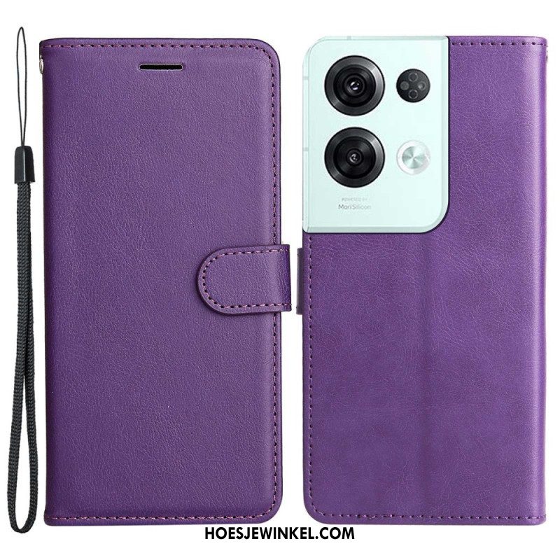 Leren Hoesje voor Oppo Reno 8 Pro Met Ketting Effen Met Bandje