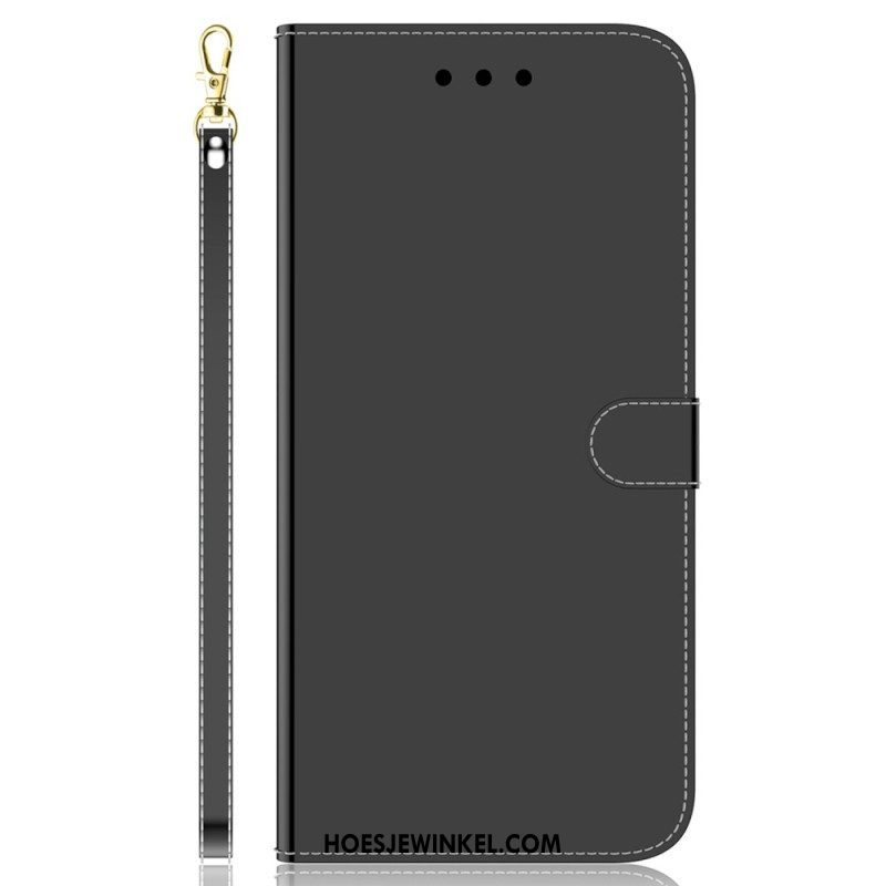 Leren Hoesje voor Oppo Reno 8 Spiegel En Lanyard