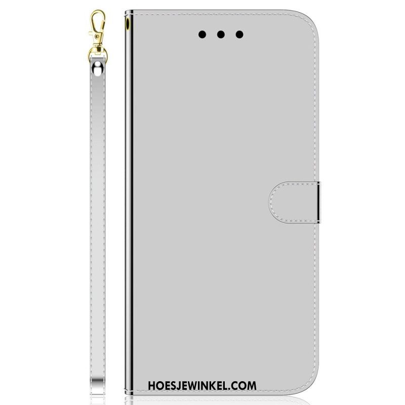 Leren Hoesje voor Oppo Reno 8 Spiegel En Lanyard