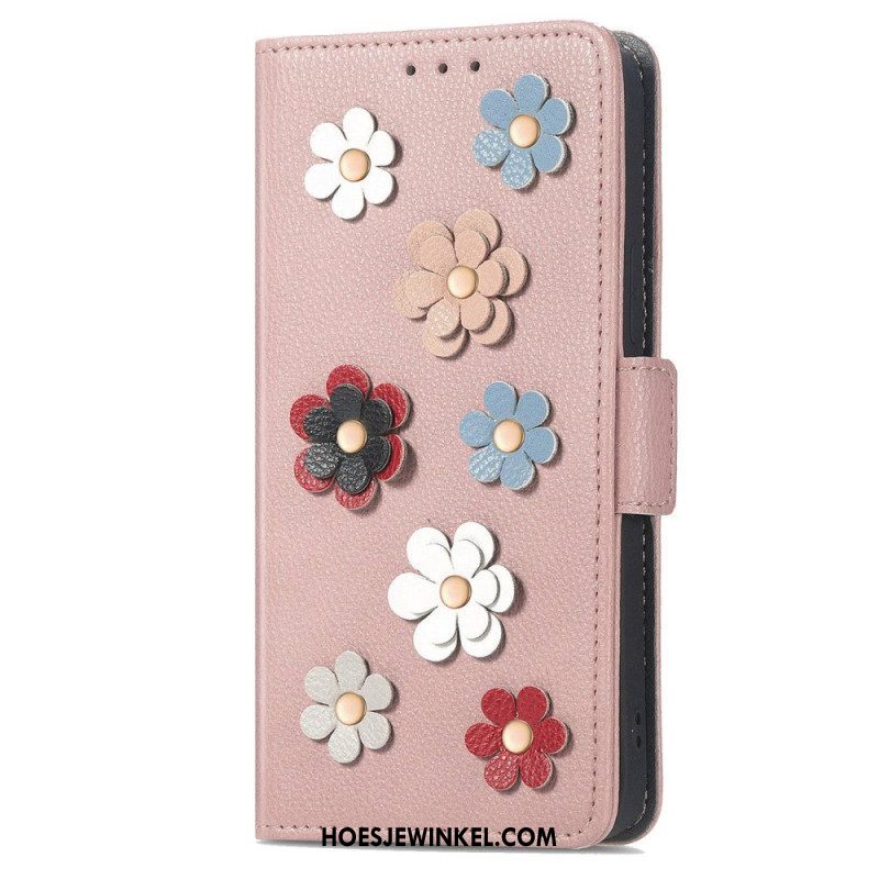 Leren Hoesje voor Samsung Galaxy A53 5G 3d Bloemen