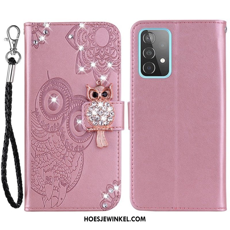 Leren Hoesje voor Samsung Galaxy A53 5G Uil Mandala En Charme