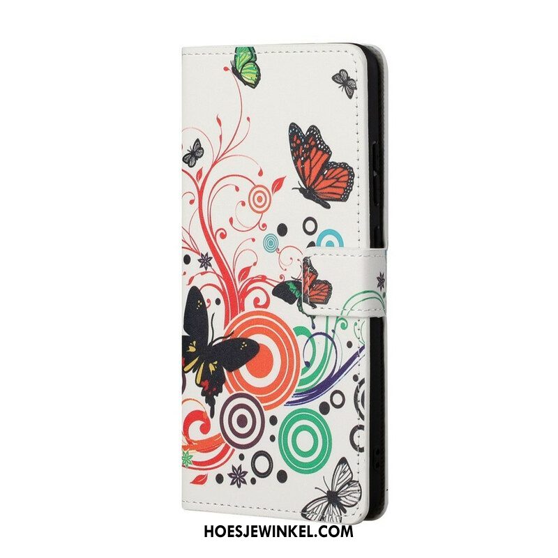 Leren Hoesje voor Samsung Galaxy S21 5G Vlinders En Bloemen