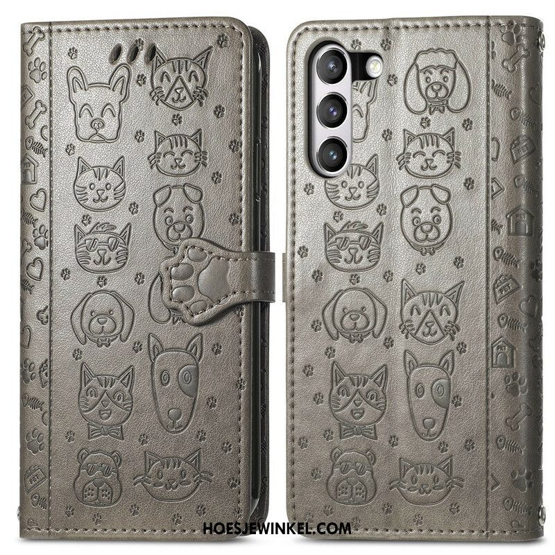 Leren Hoesje voor Samsung Galaxy S21 FE Geanimeerde Dieren