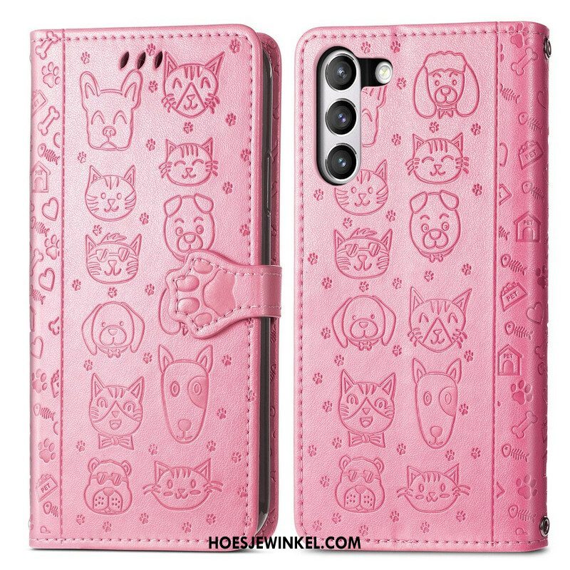 Leren Hoesje voor Samsung Galaxy S21 FE Geanimeerde Dieren