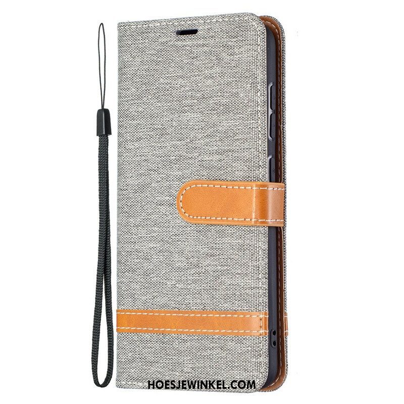 Leren Hoesje voor Samsung Galaxy S21 FE Met Ketting Band Van Stof En Leereffect