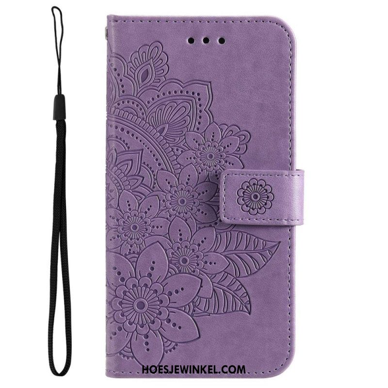 Leren Hoesje voor Samsung Galaxy S23 5G Met Ketting Strakke Mandala