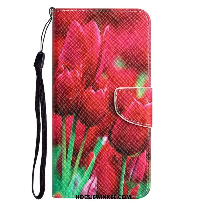 Leren Hoesje voor Samsung Galaxy S23 Plus 5G Met Ketting Alleen Bandbloemen