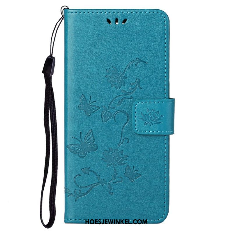 Leren Hoesje voor Samsung Galaxy S23 Plus 5G Vlinders En Bloemen