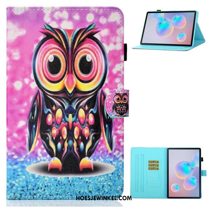 Leren Hoesje voor Samsung Galaxy Tab S8 / Tab S7 Gebarsten Uil