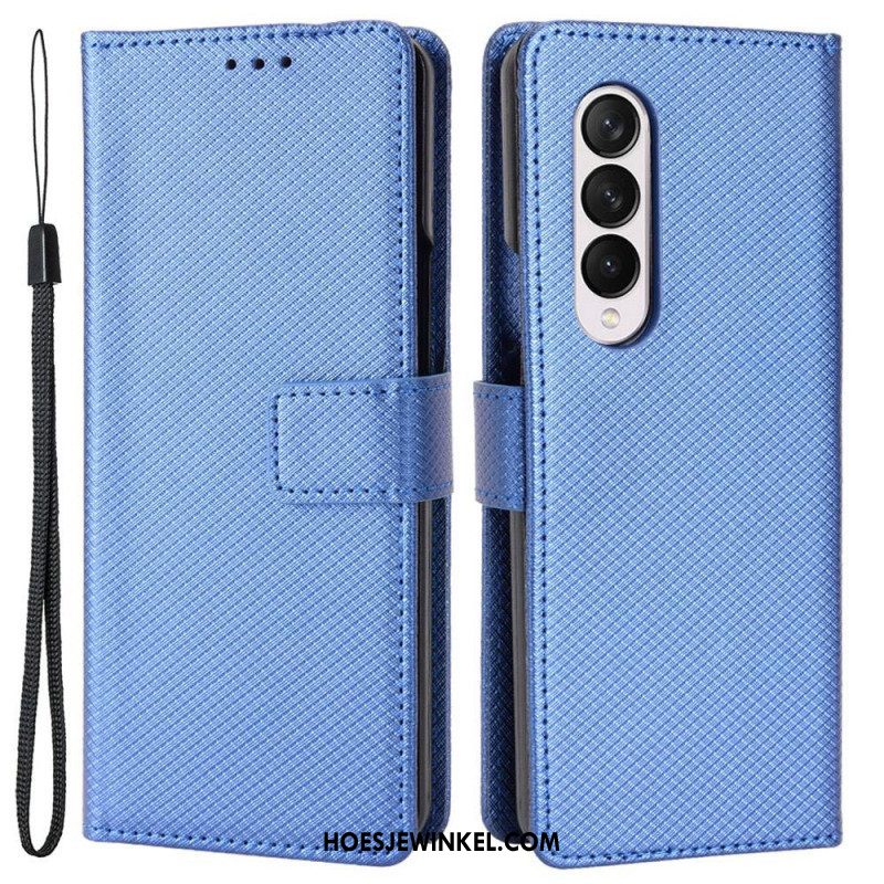 Leren Hoesje voor Samsung Galaxy Z Fold 4 Met Ketting Diamanten Band