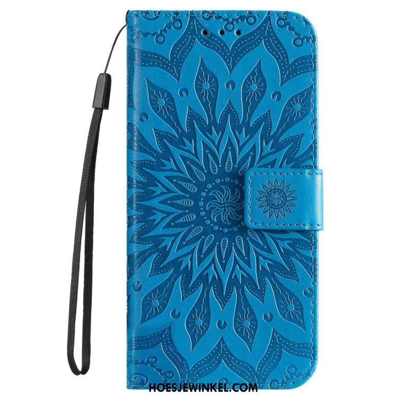 Leren Hoesje voor Sony Xperia 5 IV Mandala Zon Met Lanyard