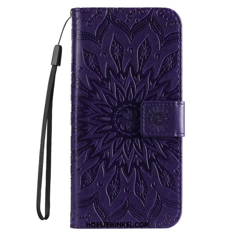 Leren Hoesje voor Sony Xperia 5 IV Mandala Zon Met Lanyard