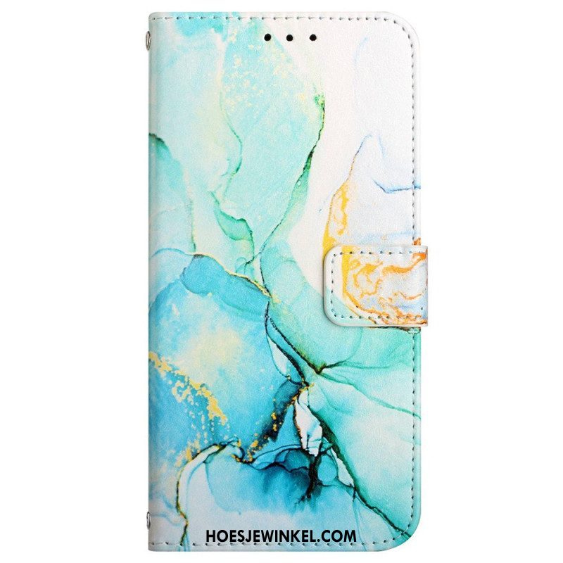 Leren Hoesje voor Xiaomi 12 / 12X Met Ketting Marmer Strippen