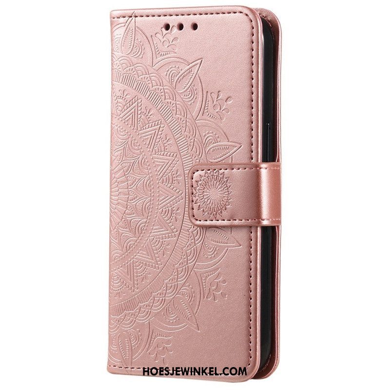 Leren Hoesje voor Xiaomi 12T / 12T Pro Mandala Zon Met Lanyard