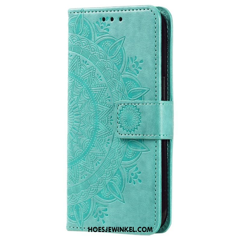 Leren Hoesje voor Xiaomi 12T / 12T Pro Mandala Zon Met Lanyard