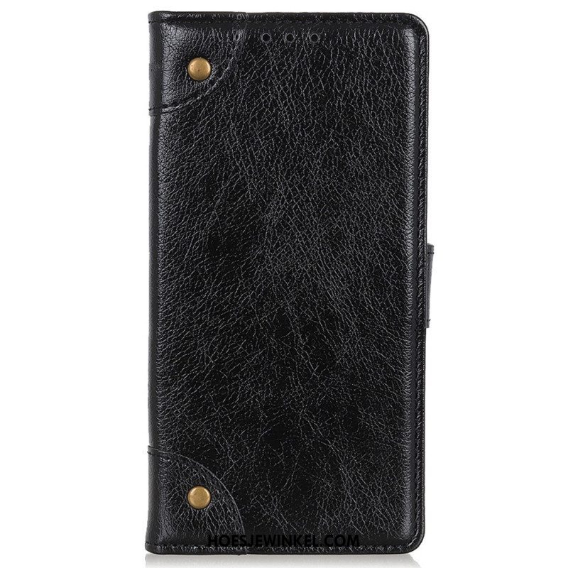 Leren Hoesje voor Xiaomi 12T / 12T Pro Stijl Nappa Lederen Vintage Klinknagels