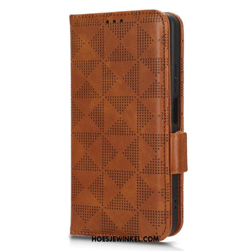 Leren Hoesje voor Xiaomi Redmi Note 12 4G Driehoeken Met Lanyard