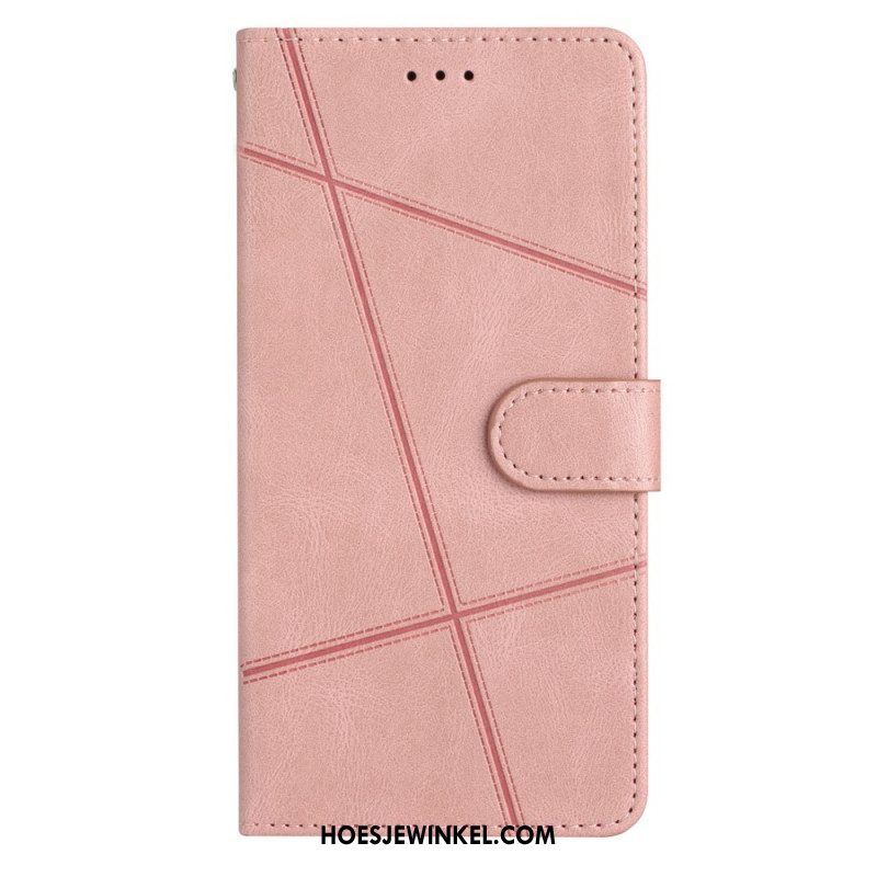 Leren Hoesje voor Xiaomi Redmi Note 12 4G Met Ketting Bandjes Geometrisch