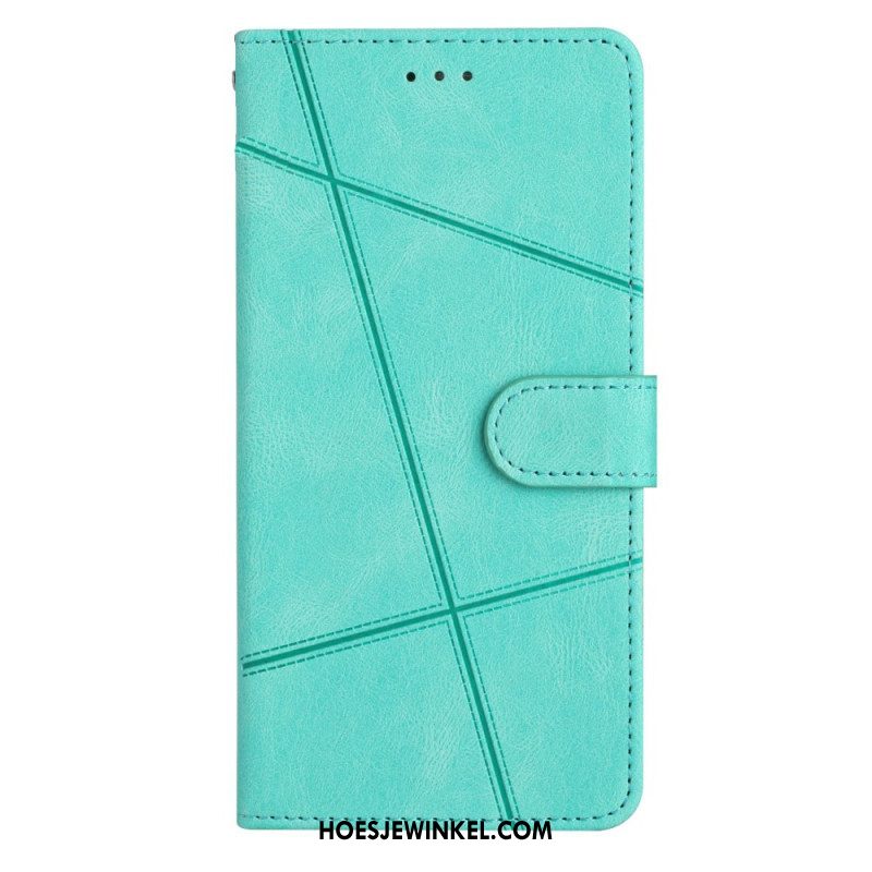 Leren Hoesje voor Xiaomi Redmi Note 12 4G Met Ketting Bandjes Geometrisch