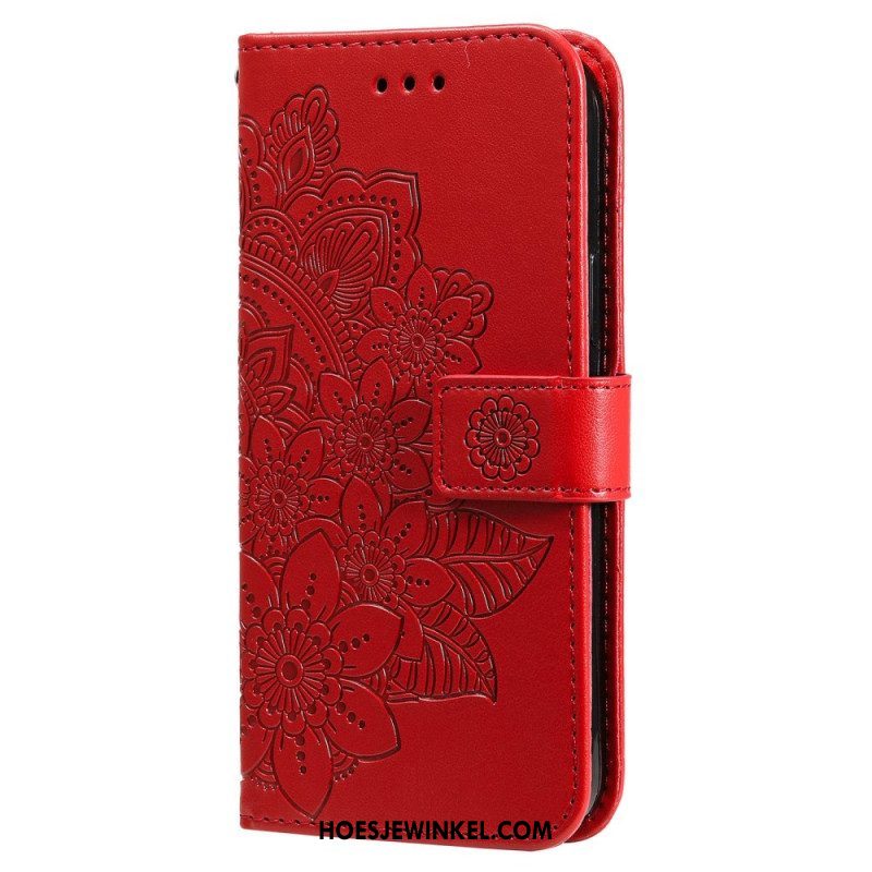 Leren Hoesje voor Xiaomi Redmi Note 12 5G Met Ketting Riem Bloem Mandala