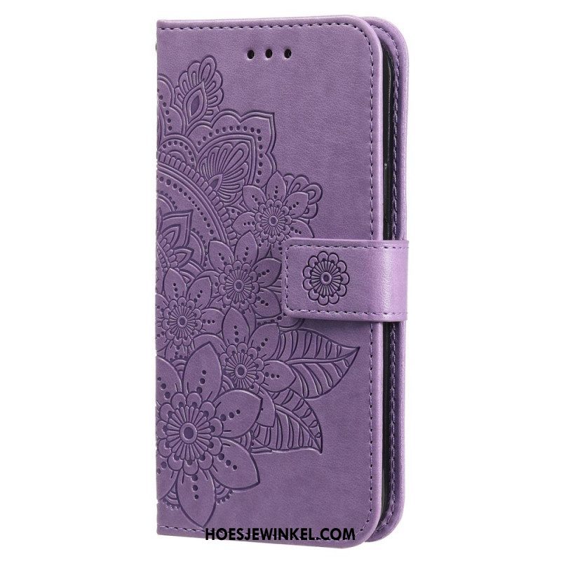 Leren Hoesje voor Xiaomi Redmi Note 12 5G Met Ketting Riem Bloem Mandala