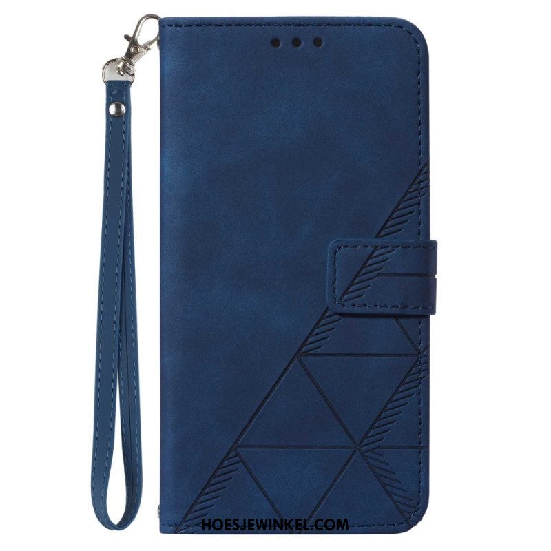 Leren Hoesje voor Xiaomi Redmi Note 12 5G Met Ketting Riem Driehoeken