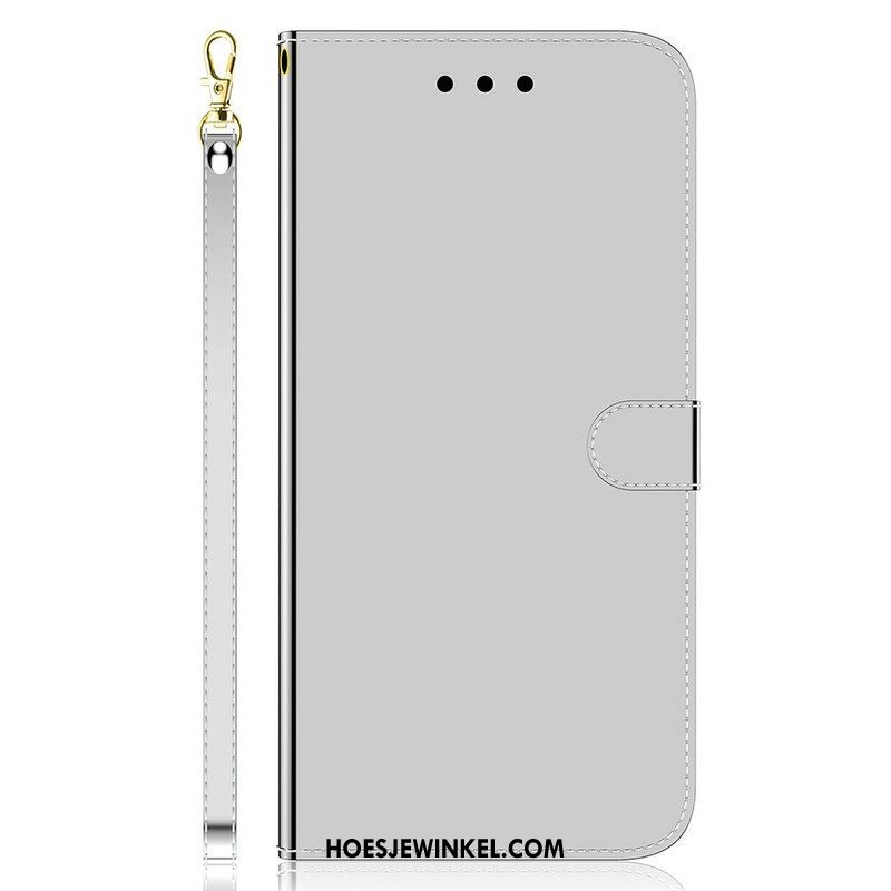 Leren Hoesje voor iPhone 13 Mini Spiegelhoes Van Imitatieleer