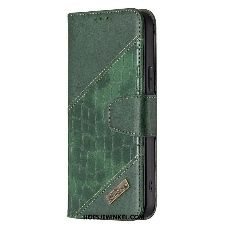 Leren Hoesje voor iPhone 13 Pro Max Klassiek Krokodillenleer-effect