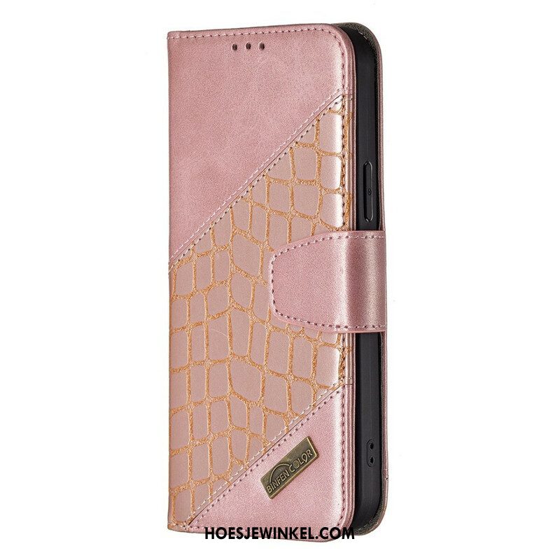 Leren Hoesje voor iPhone 13 Pro Max Klassiek Krokodillenleer-effect