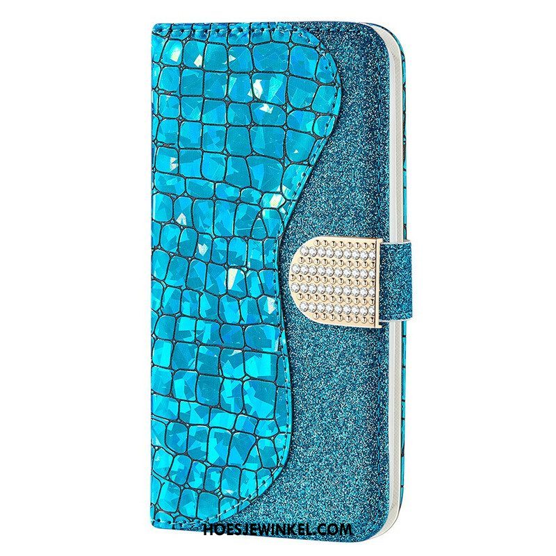 Leren Hoesje voor iPhone 13 Pro Max Krokodil Diamanten