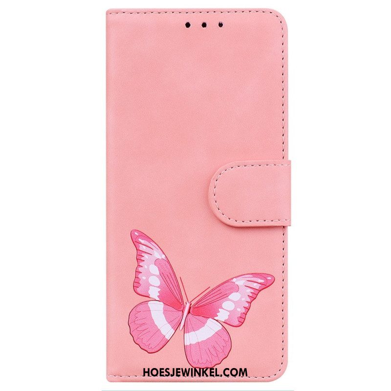 Leren Hoesje voor iPhone 14 Pro Vlinder Elegantie