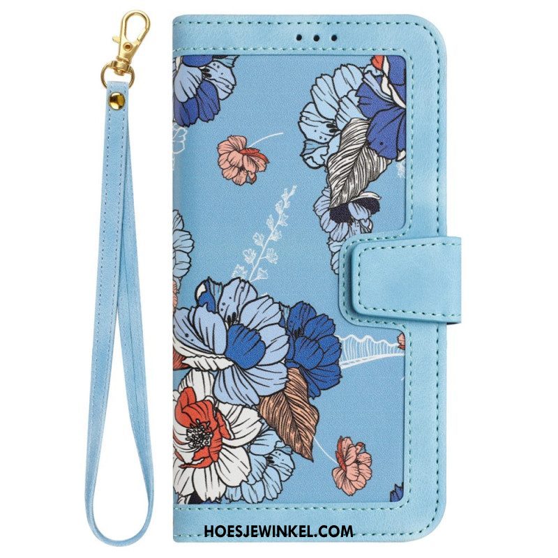 Leren Hoesje voor iPhone 15 Luxe Bloemen