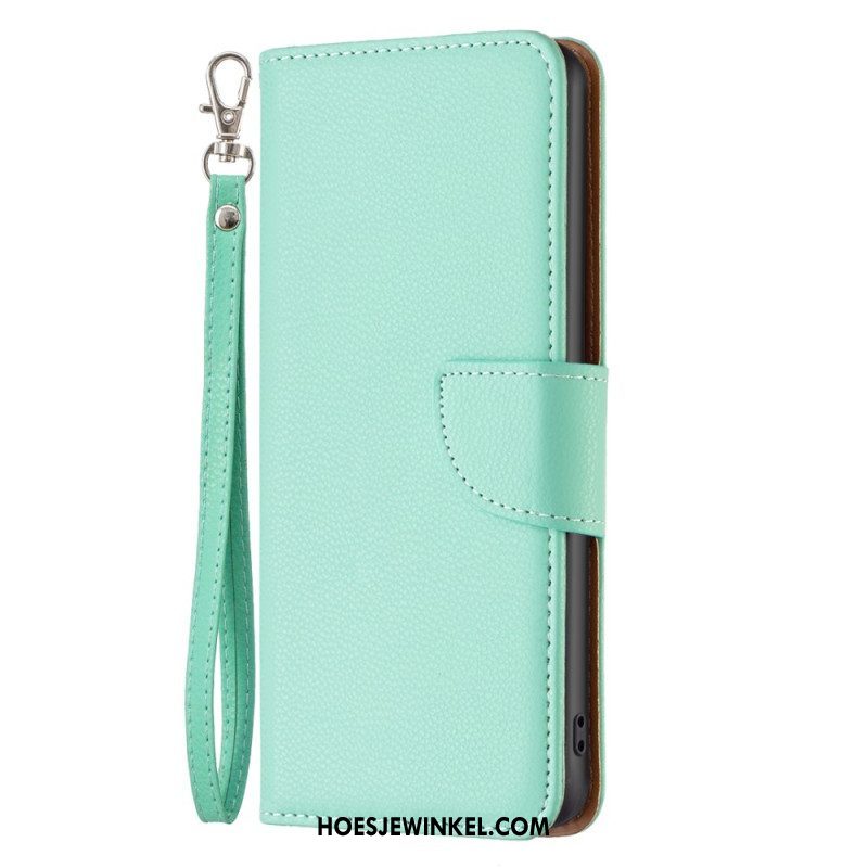 Leren Hoesje voor iPhone 15 Met Ketting Litchistrook