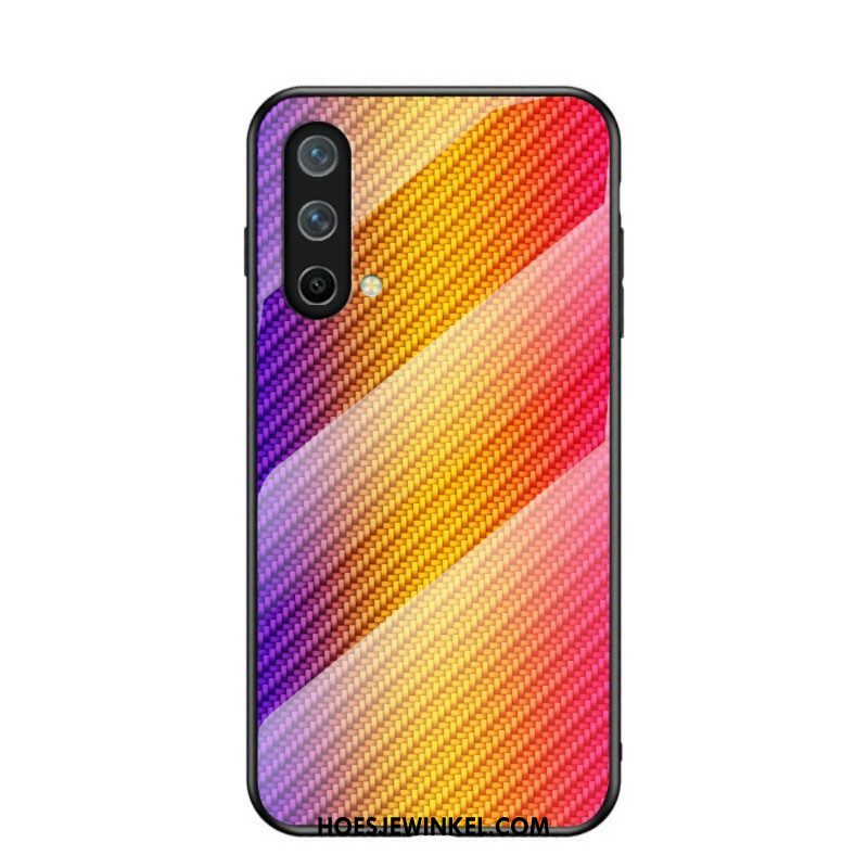 Telefoonhoesje voor OnePlus Nord CE 5G Koolstofvezel Gehard Glas