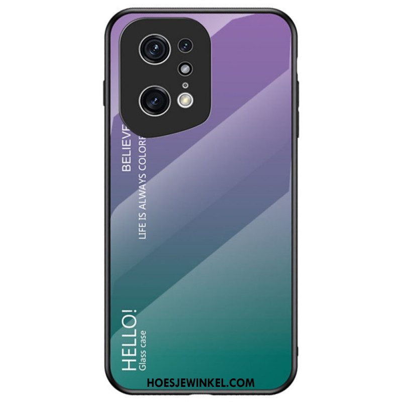 Telefoonhoesje voor Oppo Find X5 Pro Gehard Glas Hallo