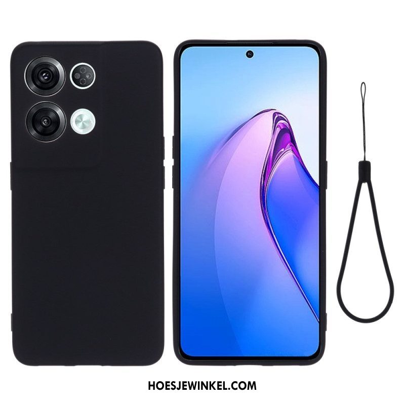 Telefoonhoesje voor Oppo Reno 8 Pro Met Ketting Vloeibare Siliconen Met Bandjes