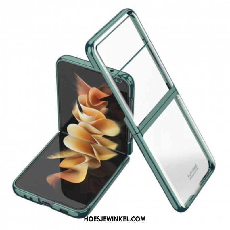 Telefoonhoesje voor Samsung Galaxy Z Flip 3 5G Folio-hoesje Randen In Metalen Stijl