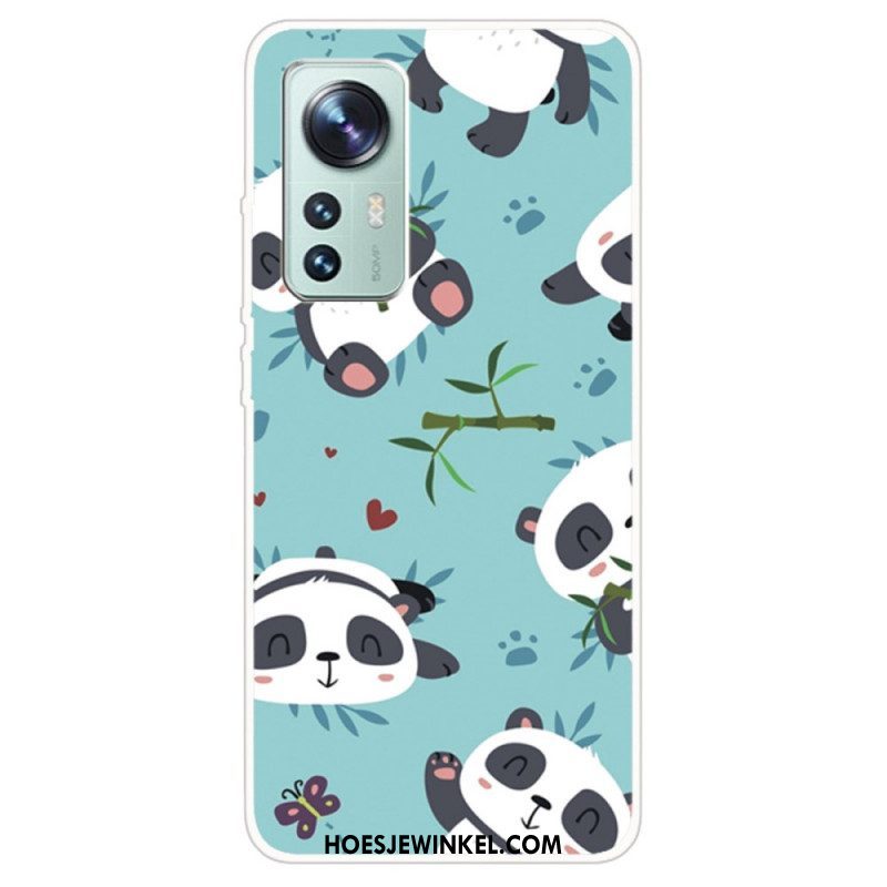 Telefoonhoesje voor Xiaomi 12 / 12X Siliconen Stelletje Panda's