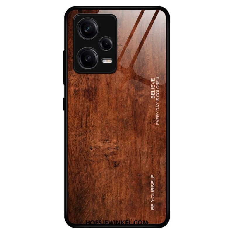 Telefoonhoesje voor Xiaomi Redmi Note 12 Pro Houtdesign Gehard Glas