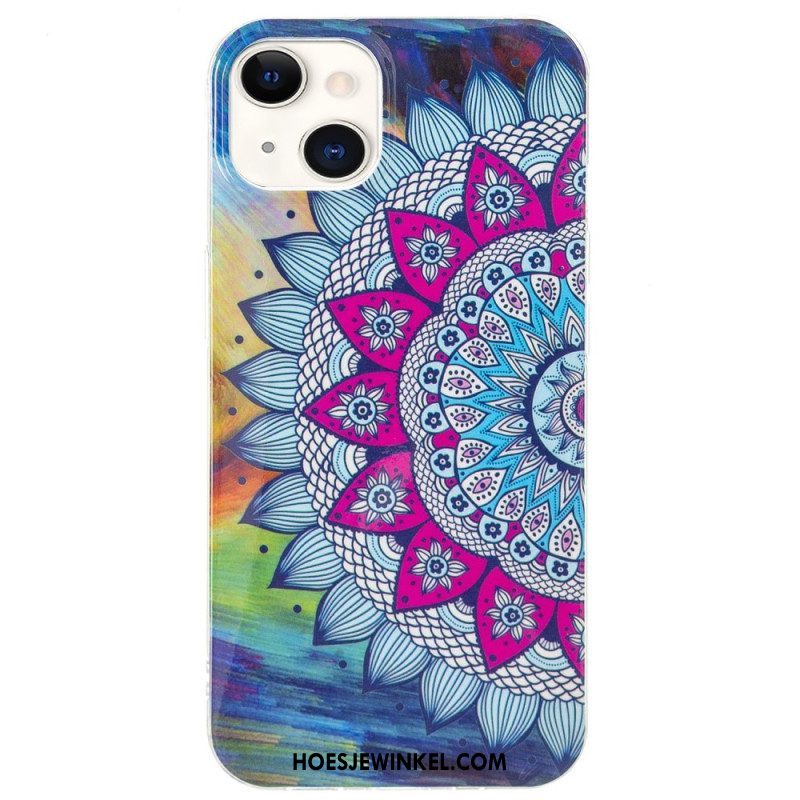 Telefoonhoesje voor iPhone 15 Plus Fluorescerende Mandala