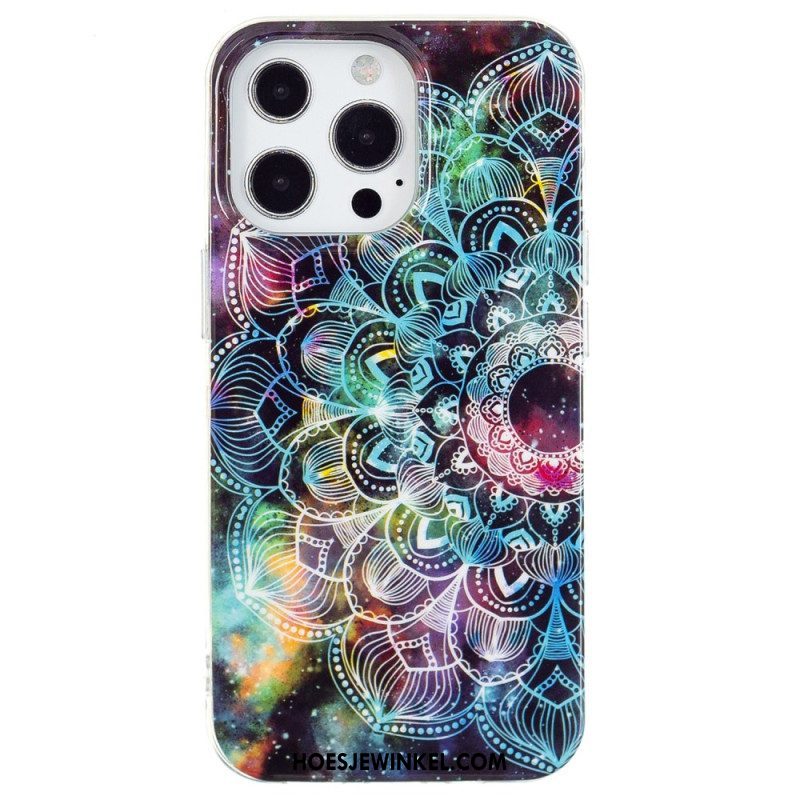 Telefoonhoesje voor iPhone 15 Pro Max Fluorescerende Mandala