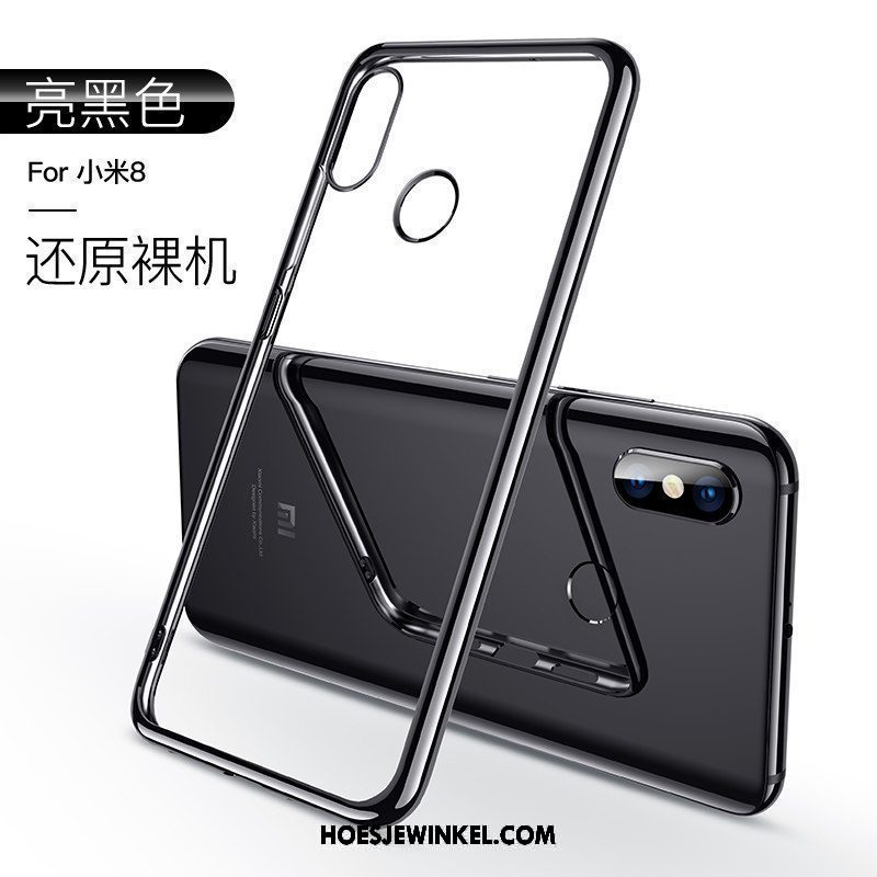 Xiaomi Mi 8 Hoesje Glas Zwart All Inclusive, Xiaomi Mi 8 Hoesje Trend Dun Beige