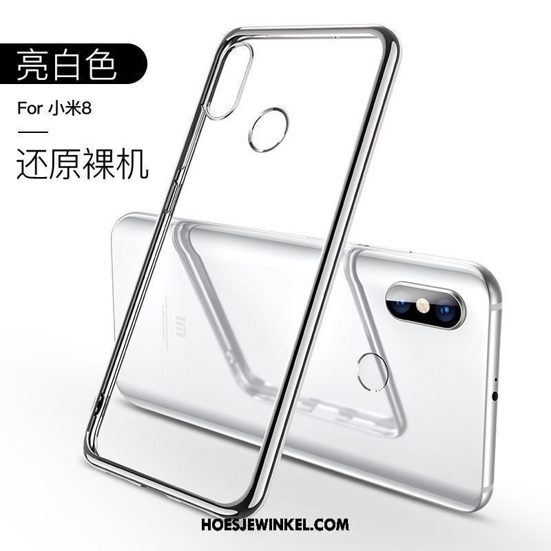 Xiaomi Mi 8 Hoesje Glas Zwart All Inclusive, Xiaomi Mi 8 Hoesje Trend Dun Beige