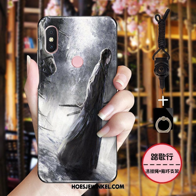 Xiaomi Mi 8 Hoesje Hoes Inkt Roze, Xiaomi Mi 8 Hoesje Zacht Chinese Stijl Beige