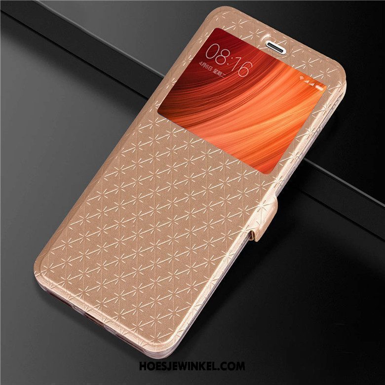 Xiaomi Redmi 5 Hoesje Leren Etui All Inclusive Rood, Xiaomi Redmi 5 Hoesje Hoes Mini Beige