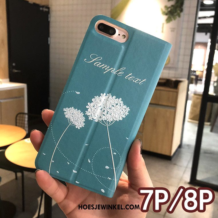 iPhone 7 Plus Hoesje Wit Folio Scheppend, iPhone 7 Plus Hoesje Bloemen Reliëf